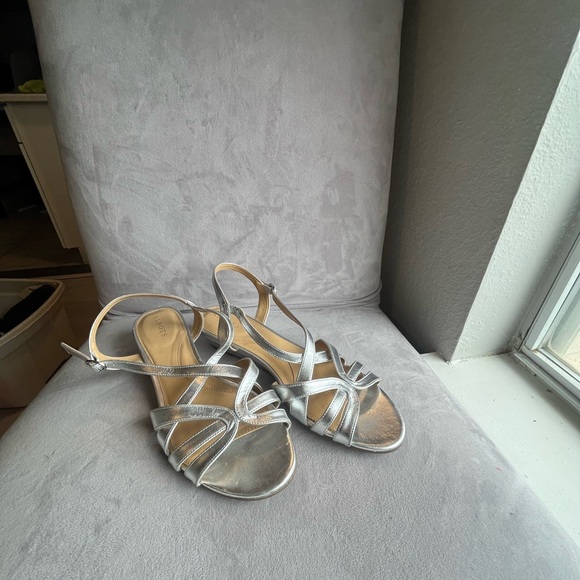 TALBOTS SANDALS SIZE 8.5 M Capri Metallic, micro wedge‎ - Picture 2 of 6